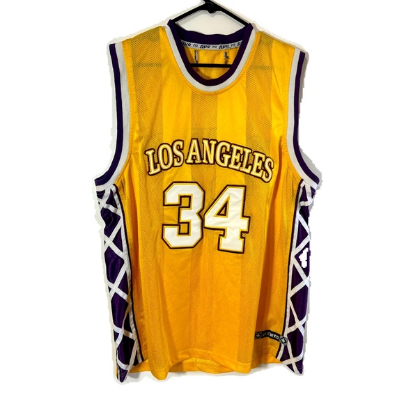 LOS ANGELES LAKERS #34 BASKETBALL JERSEY - Picture 1 of 4